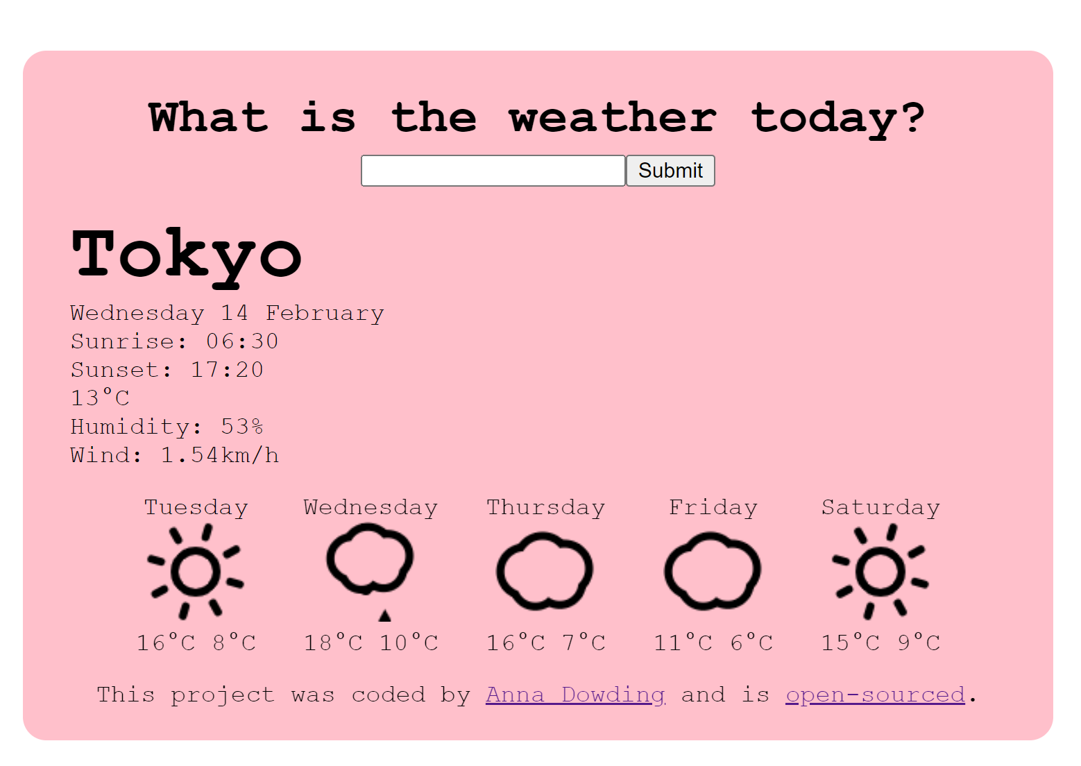 Anna's React Weather App