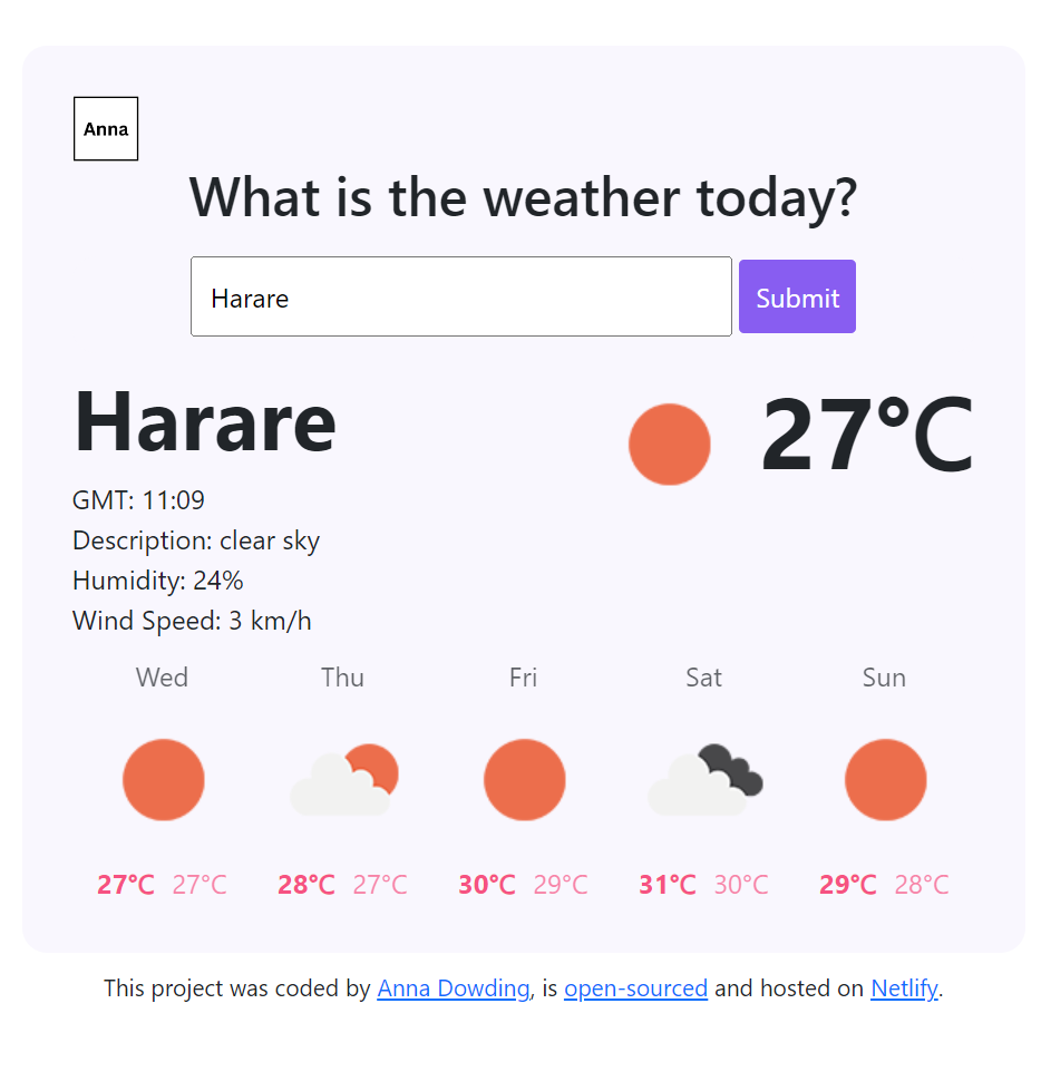Anna's weather app